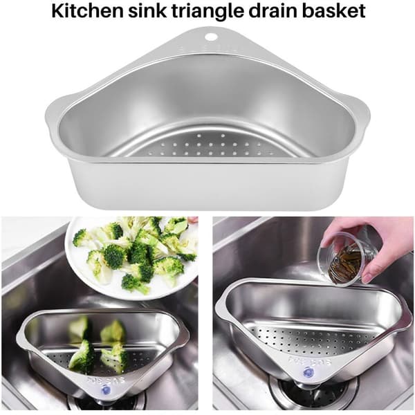 Sink Drain Basket Suction Cup Drain Shelf Triangular Sink Corner Shelf Holder