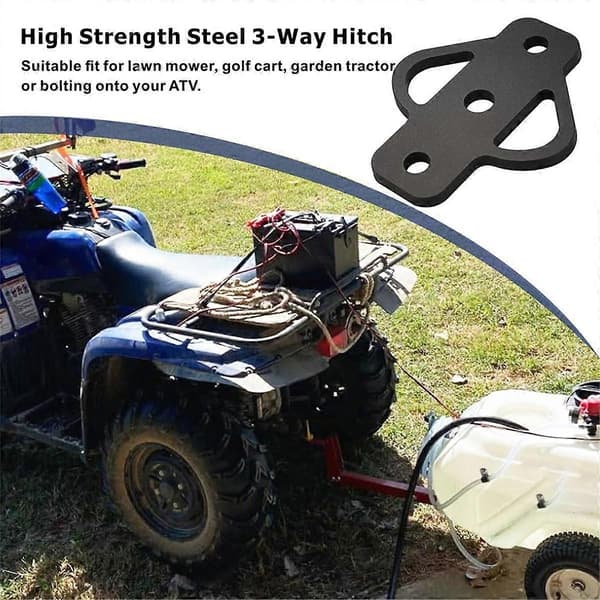 3-Way Trailer Hitch Adapter for Lawn Mowers, Three-Way ATV Hitch Accessory for Golf