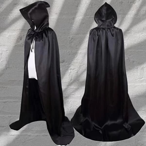 Halloween kappe til døden, vampyrheks kappe, festkostume til voksne og børn, sort kappe
