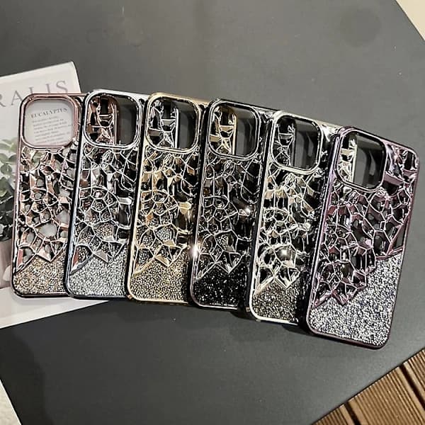 Diamond Style Hole Heat Dissipation Electroplated TPU Phone Case for iPhone 13