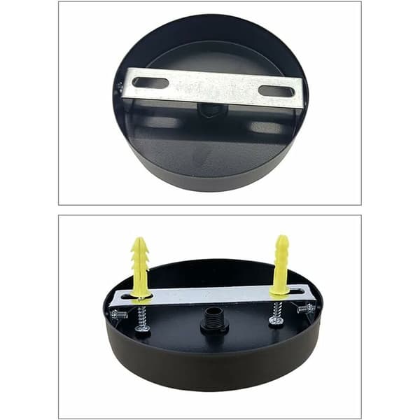 100 x 20 mm loftroset, metalforbindelsesboks, rund 1-hullers skærm - loftroset - mat sort, passer til alle lamper (2 stk) - MODOU