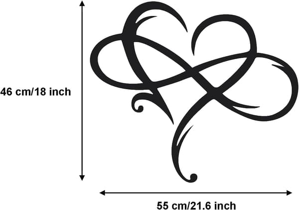 40*35CM Infinity Heart Väggdekor Metall Väggkonst, Järnkonst Dekoration Present, Evig Kärlek Väggskulptur för Vardagsrum Sovrum