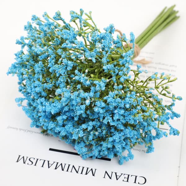 12 stk. bryllupsdekoration stil håndbuket blød lim touch stjerner blå kunstige blomster