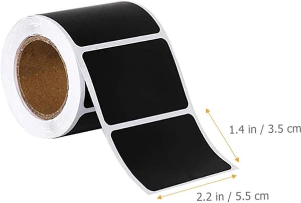 Chalk Labels, 600 pcs, Black Rectangular, Waterproof and Oil-Resistant, Removable, 5.5x3.5 cm, for Freezer