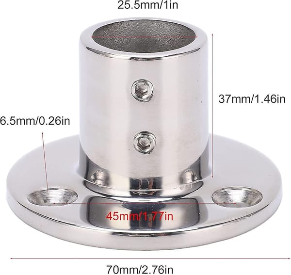 Handledare Rund Bas, Rostfritt 316 Stål Handledare Beslag För 25mm/1 \"(90) Rör