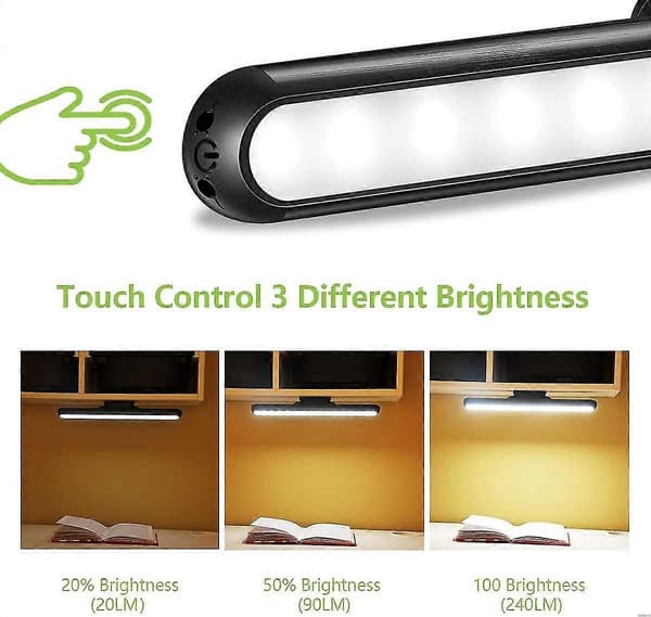 Dæmpbar Touch Light Bar, Væglæselampe til køjeseng, Dæmpbar Magnetisk Monteret Underskabsbelysning