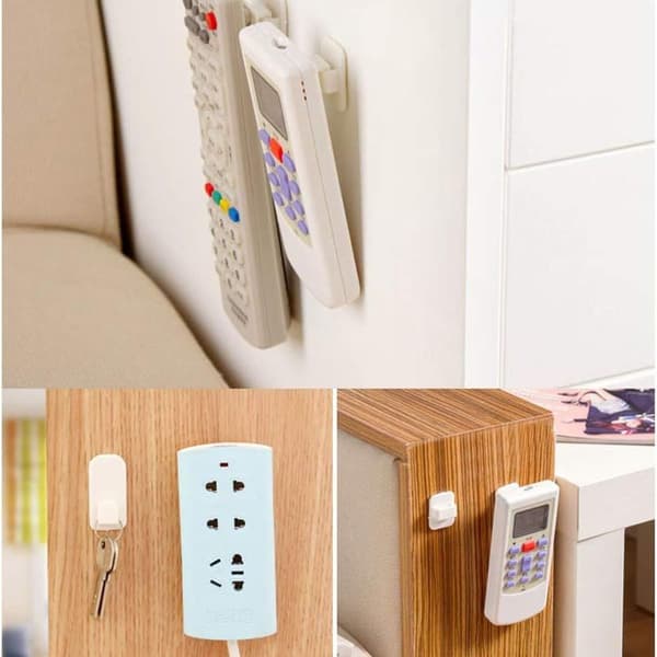 Remote Control Holder, 4 Set Self-Adhesive Wall Hook Holders, with KLB