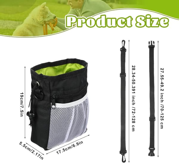 Dog Treat Pouch, Pet Training Clicker (Black)