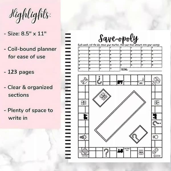 Bullet Journal Game Notebook, Double Spiral Binding, Economic Expense Tracker Pack