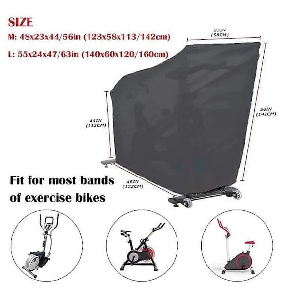 Exercise Bike Cover 210D Oxford Polyester With PU Coating Waterproof Dustproof Drawstring For Indoor Outdoor Storage Black