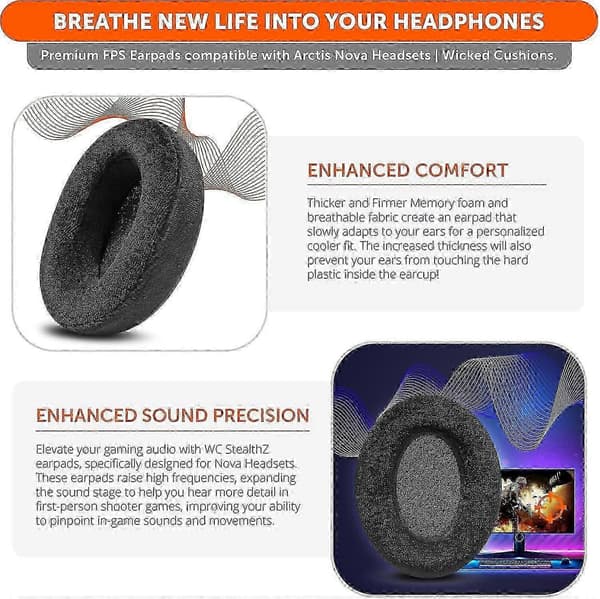 Forbedrede lydørekopper til Steelseries Arctis Nova - StealthZ Arctis Nova