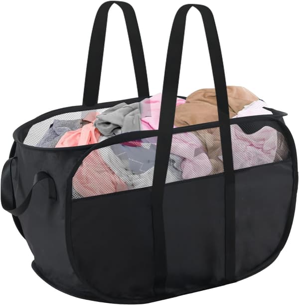 Mesh Laundry Bag, Foldable Laundry Hamper, for Laundry Room, Bathroom or Travel