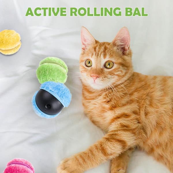 Interactive Automatic Cat Toy - ABS Electric Magic Rolling Ball with 4 Ball Covers, Active Rolling Ball Fun Cat Toys