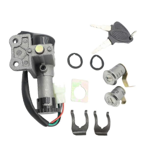 Moped Ignition Lock for GY6 150cc Scooter Jonway Lock Set Black Silver Svart silver