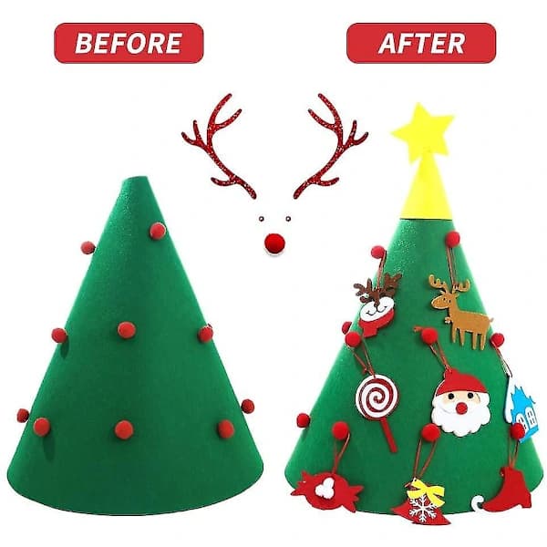 Felt Christmas Tree DIY Christmas Decorations Tree with 18 Detachable Snowmen