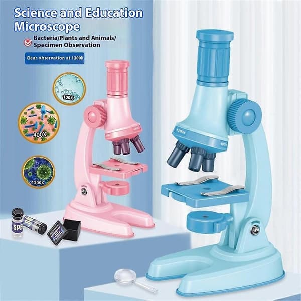 C2502U Microscope Set for Kids 1200x Magnification Educational Science Toy STEM Learning Optical Kit for Biological Experiments