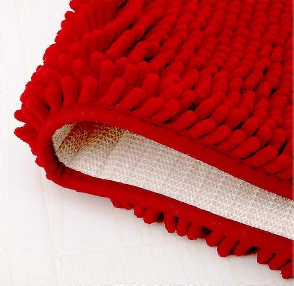 Julebadeværelsesmåtte Absorberende Skridsikker Mikrofiber Chenille Måtte, rød (40*60)