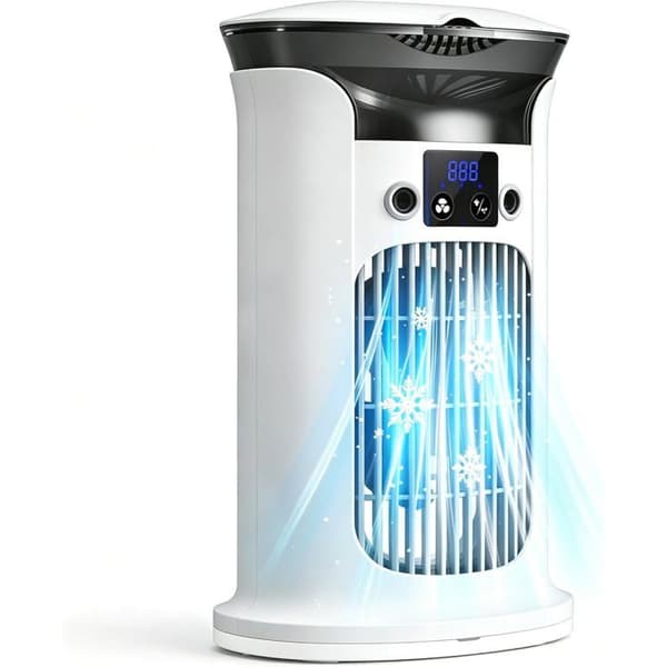Bærbar aircondition, mini aircondition, luftkøler, lille bærbar AC-enhed til værelse, bærbar aircondition, hvid