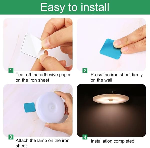 2-pack LED Night Light with Motion Sensor, Small, Wireless, Magnetic, Suction Function