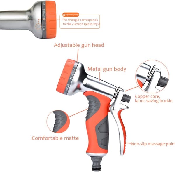 Slangesprøjte med 9 justerbare tilstande Slangemundstykke