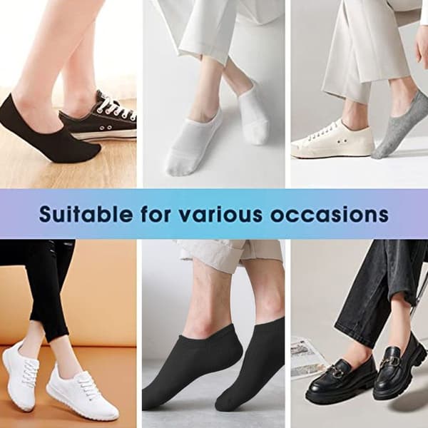 Women's Running Athletic Non-Slip Flat Boat Socks Black KLB