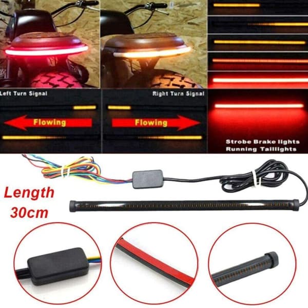Flexible LED light strip for motorcycle with turn signal tail light red lights