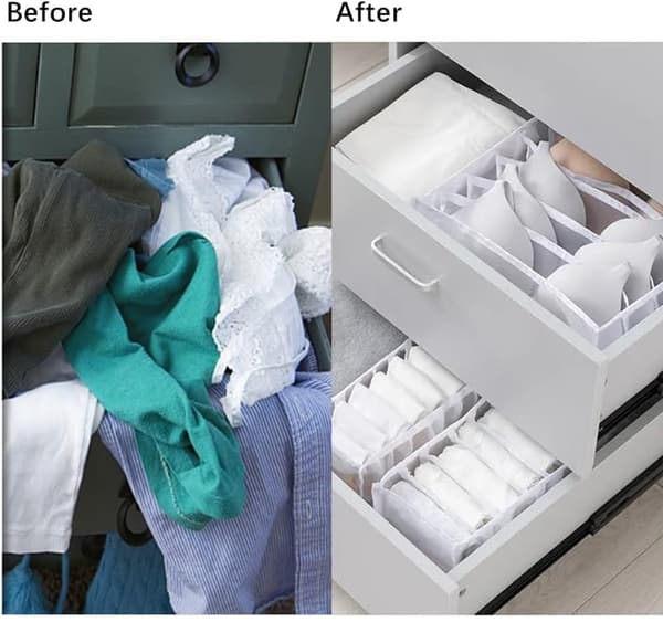 Storage box for socks and underwear, wardrobe storage, foldable drawer organizer, storage basket for underwear, socks, ties, white