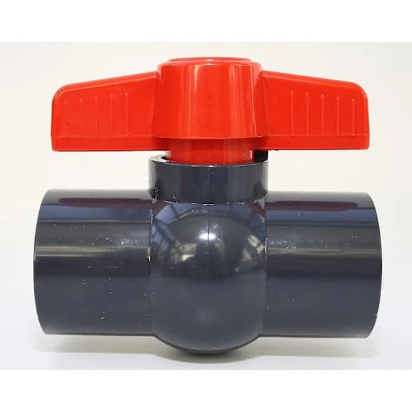 Kuleventil 50 mm med 2 limmuffer 1 1/2 \" i PVC, U 10 bar
