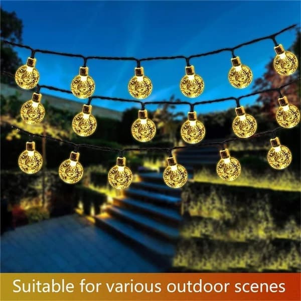 Solar-powered string lights for outdoor use, IP65 Waterproof for patio and party, dimmable with remote control-FF-
