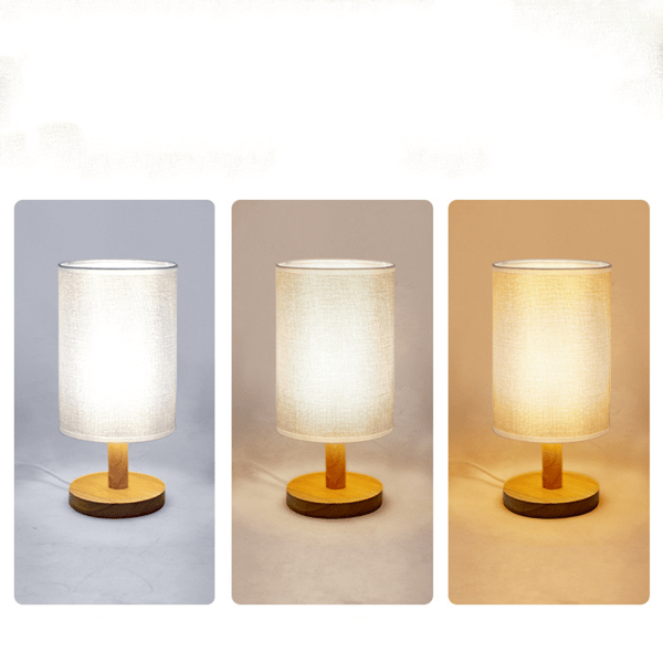 Control Table Lamp for Bedroom, Wood, 3-Way Dimmable Bedside Lamp