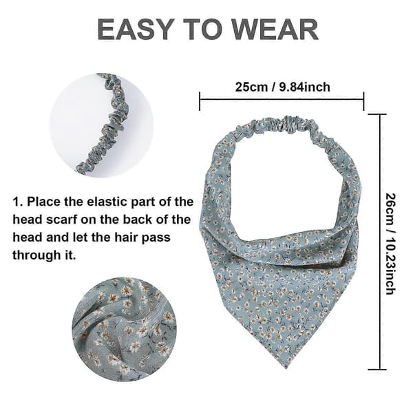 6 stk. Blomstrete Hodeplagg Hodebånd Chiffon Hårbånd Elastiske Hårbånd Scrunchies Boho Hårskjerf Hårbånd Søt-lingling}