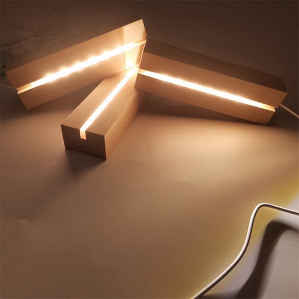 Træ LED-lysdisplay bundplade base 3D varmt lys base DIY natlys base til harpikskunstlys
