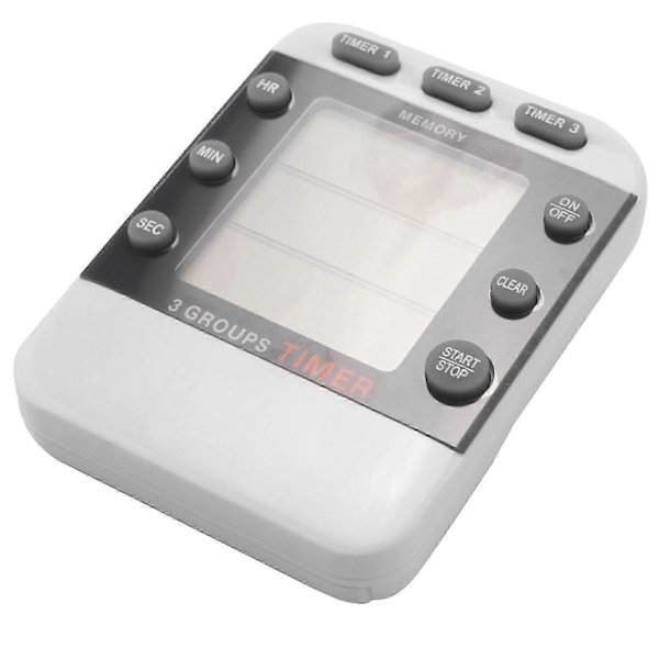 Digital timer 100 timer tredobbelt nedtælling/optælling køkkentimer med LCD-display Høj lydstyrke version