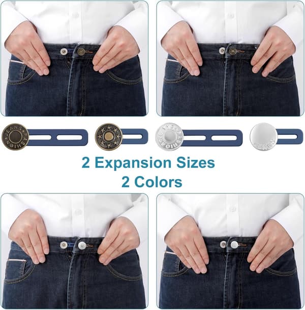 Pieces Jeans Button Extender - Buttonhole Extender - Trouser Extension Button - Trouser Waist Extender - Unisex - Instant Waist Extension Buttons