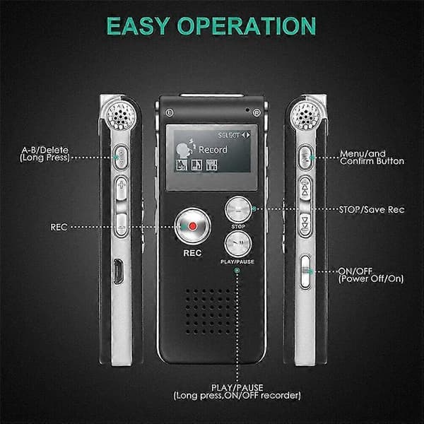Paranormal Utrustning Digital EVP Röstaktiverad Inspelare USB 8GB (Svart)