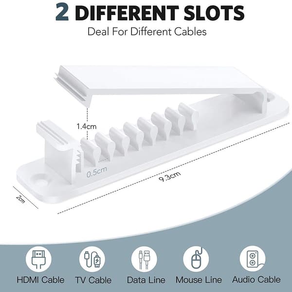 Cable Holder Cable Clips, 5-pack Cable Organizer Set with White KLB