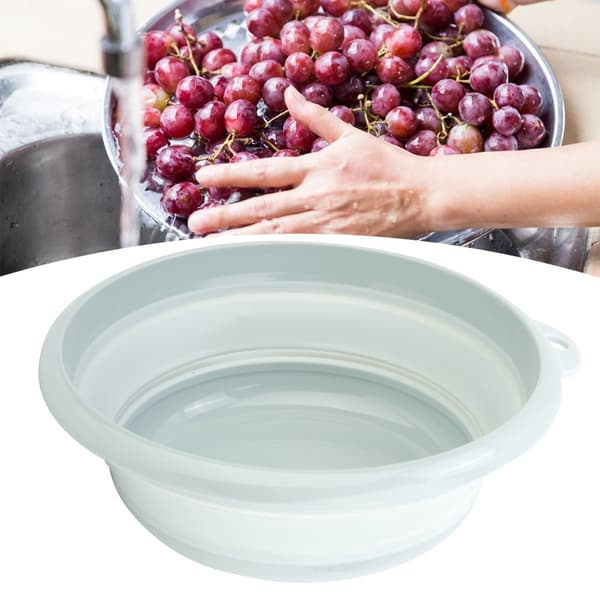 Sammenklappelig plastikvaskeskål til udendørs camping, rejser, vaskefad, køkken (blå)