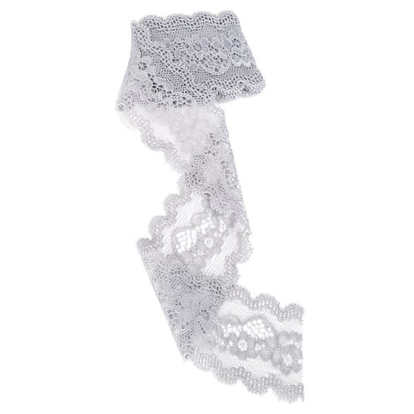 Floral Pattern Lace Ribbon Decorate Design Clothes Craft 10 Yard 5.5cm Width Grey