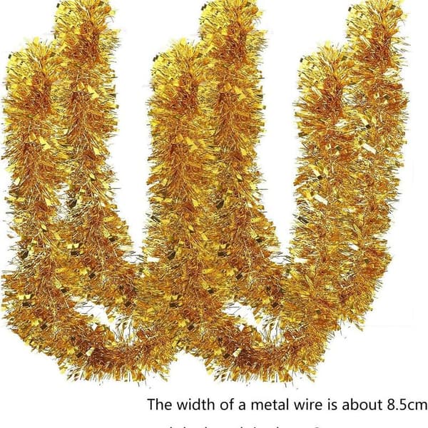 30m metallisk glitterkrans, rød, sølv, gull, glitter, jul