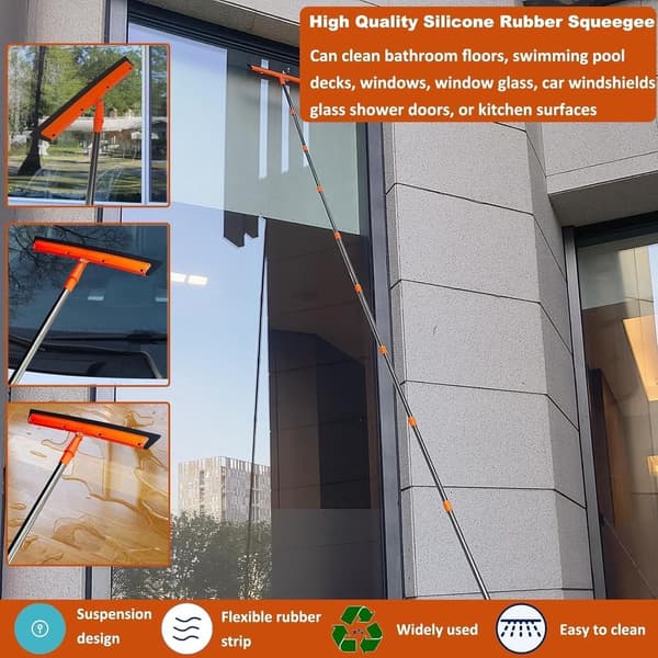 Window Wiper with Telescopic Handle - Window Cleaner Telescopic - Extendable Duster - Window Wiper with Telescopic Handle - Micro