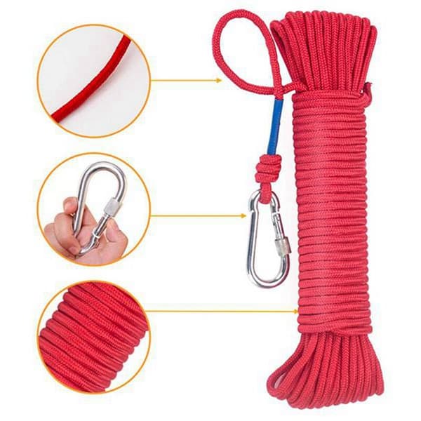 Magnetfiske Rep 20 Meter, Nylon Rep Flätad Rep Tungt Rep med Säkert Lås, Diameter 6mm Säkert och Hållbart, 2-pack