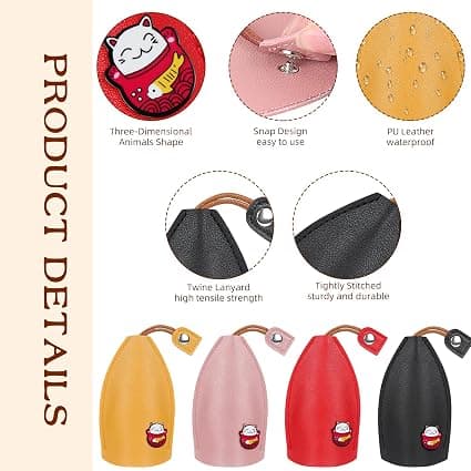 Cute and Creative Retractable Key Case, Cat PU Leather Key Wallet - Lager