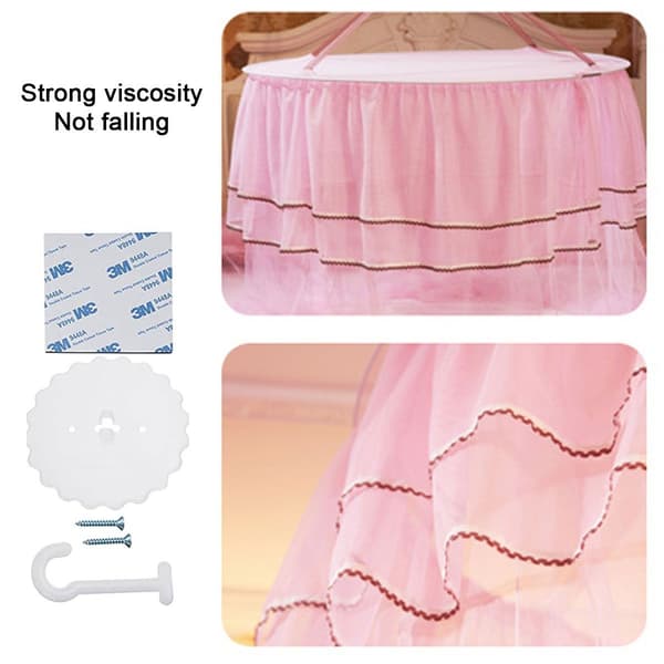 Sengehimmel, sengegardin med 2 sommerfugler, himmel sengegardiner rosa