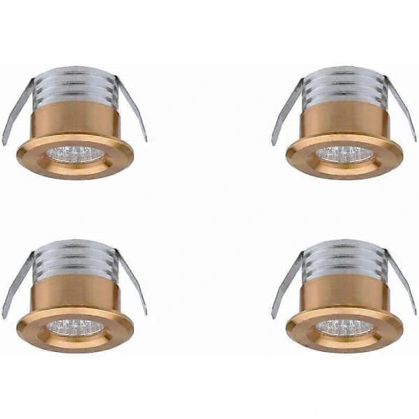 Sett med 4 Mini LED Innfelte Spotlights, 3W, Nøytralt Lys, Gullramme