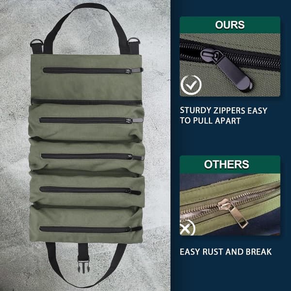 Tool Bag, Roll-Up Small Tool Organizer, Green, Christmas Gift for Men (Tools Not Included)