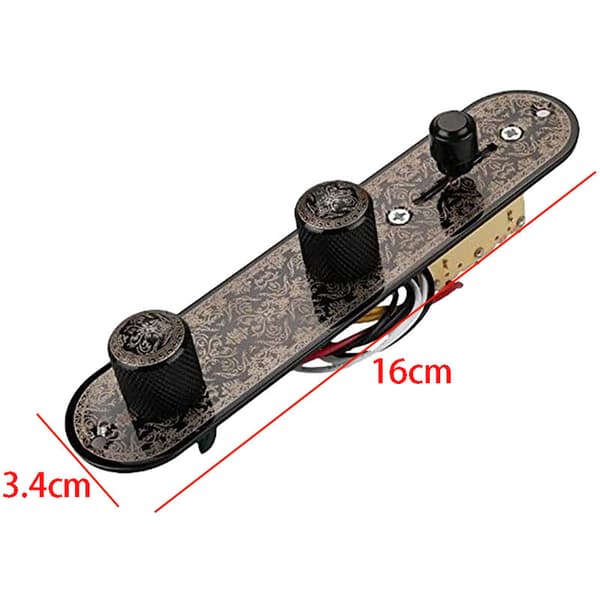 Guitar kontrolplade fyldt med 3-vejs switch til sort guitar