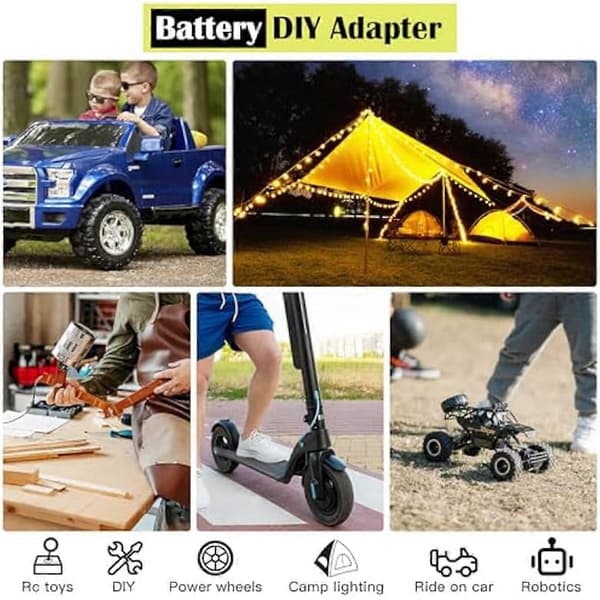 Power Wheels Adapter for Ryobi 18V Battery Wheel Battery Conversion Kit with Switch, Fuses & Cable End