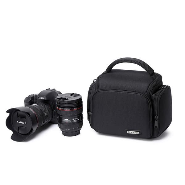 Camera Bag, Waterproof Camera Bag with Adjustable Shoulder Strap, Portable Camera Bag, Compatible with Nikon, Canon, Sony, etc. (Black)
