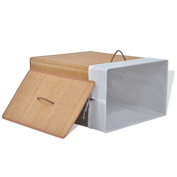 vidaXL Laundry Basket Bamboo Rectangular Natural Color Brun brown