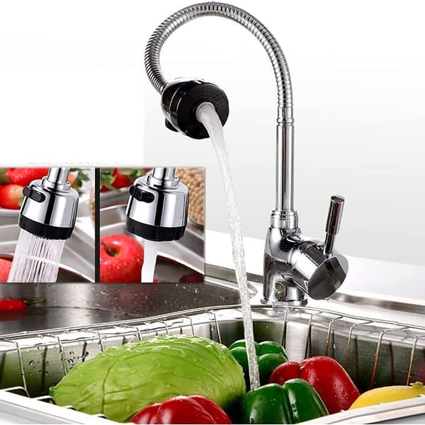 360° Single-Lever Brass Kitchen Faucet with Connection Hoses